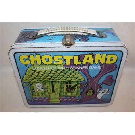 spinner game metal lunch box|1977 GHOSTLAND (With Spinner Game) Ohio Art Metal Lunch .